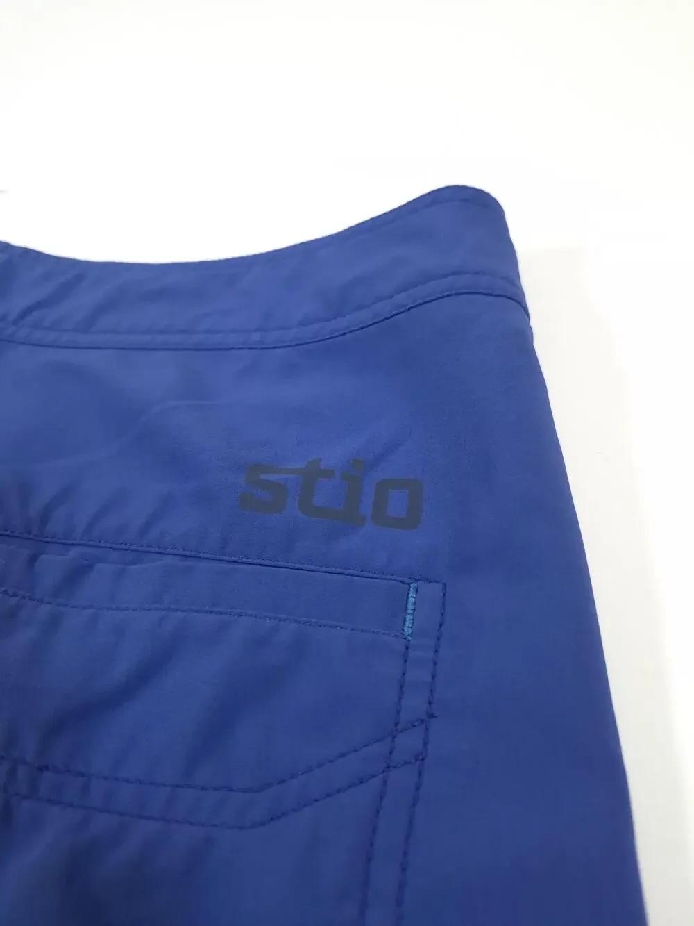 Stio Skyline Royal Board Shorts Mens 36 Blue Solid Stretch Swim Trunks Pockets